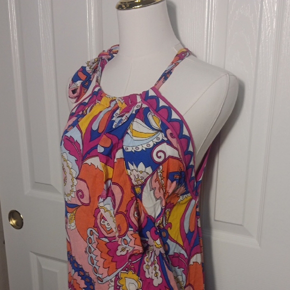 Trina Turk Sevilla Asymmetric Swimsuit Cover Up Midi Dress In Vibrant Colors - Picture 5 of 14
